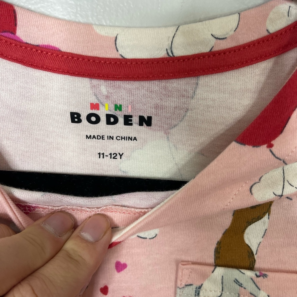 Mini Boden NWOT Kids' Fun Long Sleeve Jersey Dress in Rabbit Easter Heart 11-12 - Picture 5 of 6